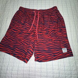 Mosmann Australia Men’s Swim Shorts Red Navy Wave Print Mesh‎ Lined Size M NWT